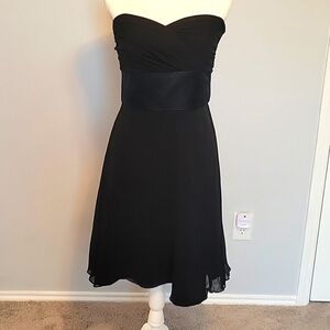 Silk Black Strapless White House Black Market Dress